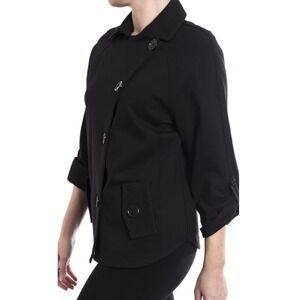 Joseph Ribkoff Black Cropped Jacket 3/4 Sleeve Button Front Casual Work Women
